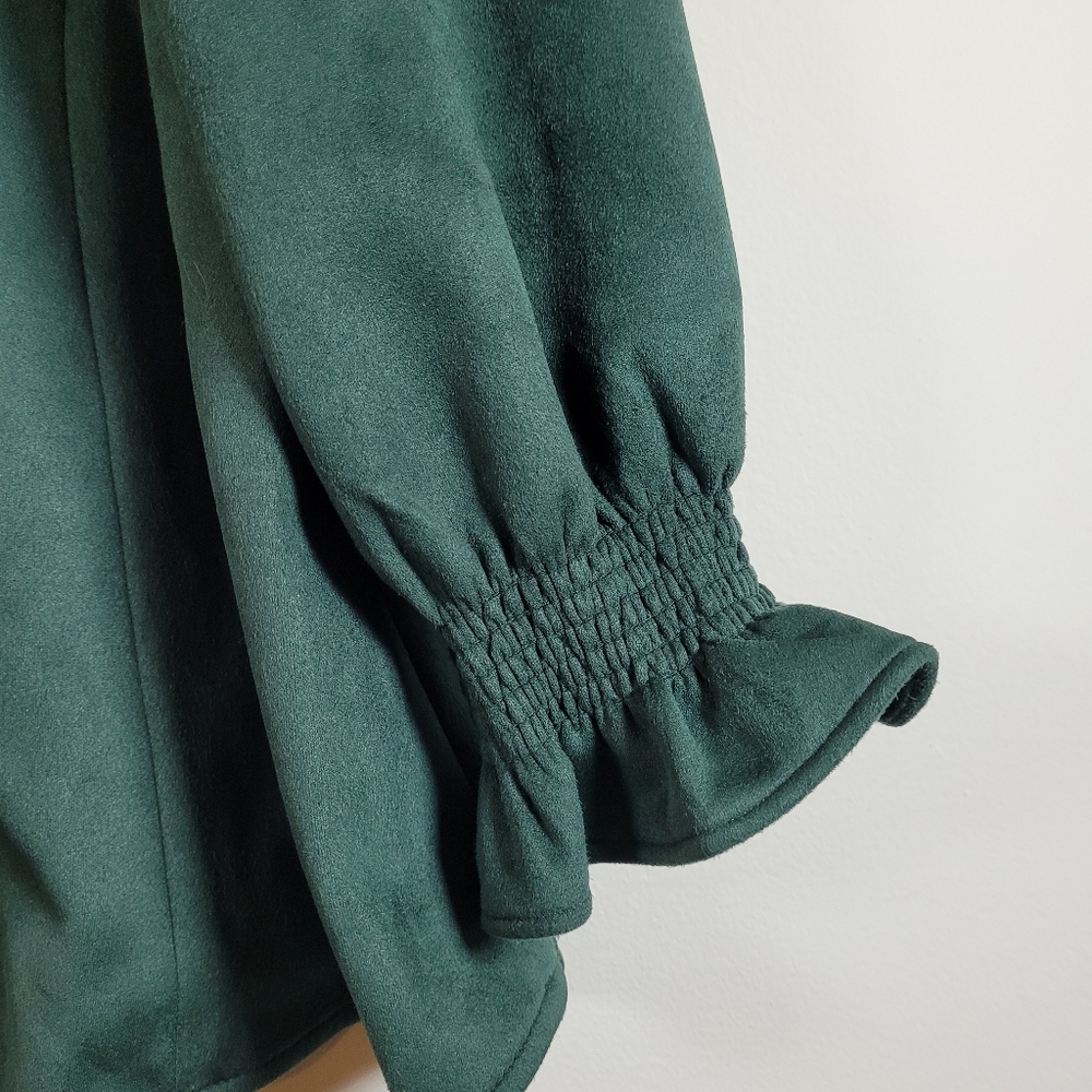 Tuckernuck Easton Suede Malachite Blouse Small V-Neck Long Sleeve Christmas - Picture 3 of 8
